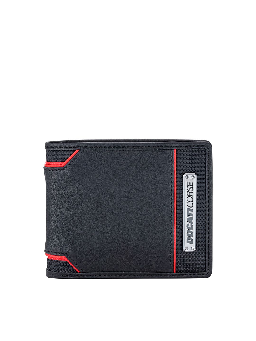 DUCATI CORSE Men Black & Red Printed Leather Two Fold Wallet-picture-18