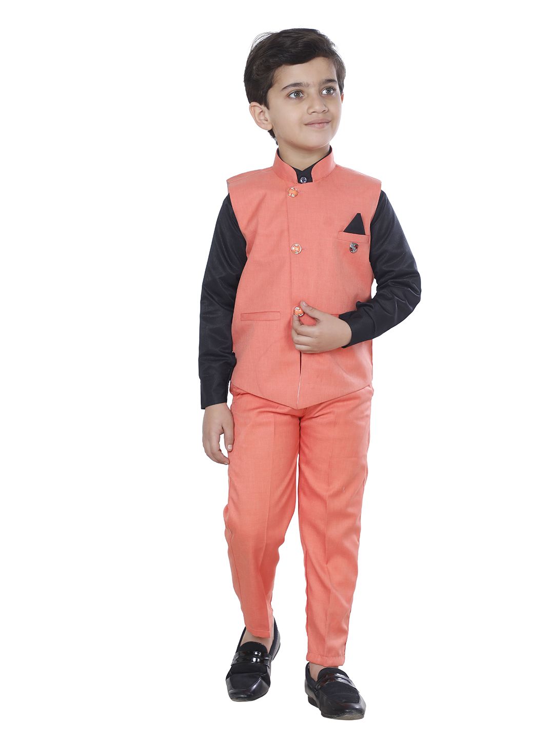 FOURFOLDS Boys Pink T-shirt with Trousers & Waistcoat-picture-36