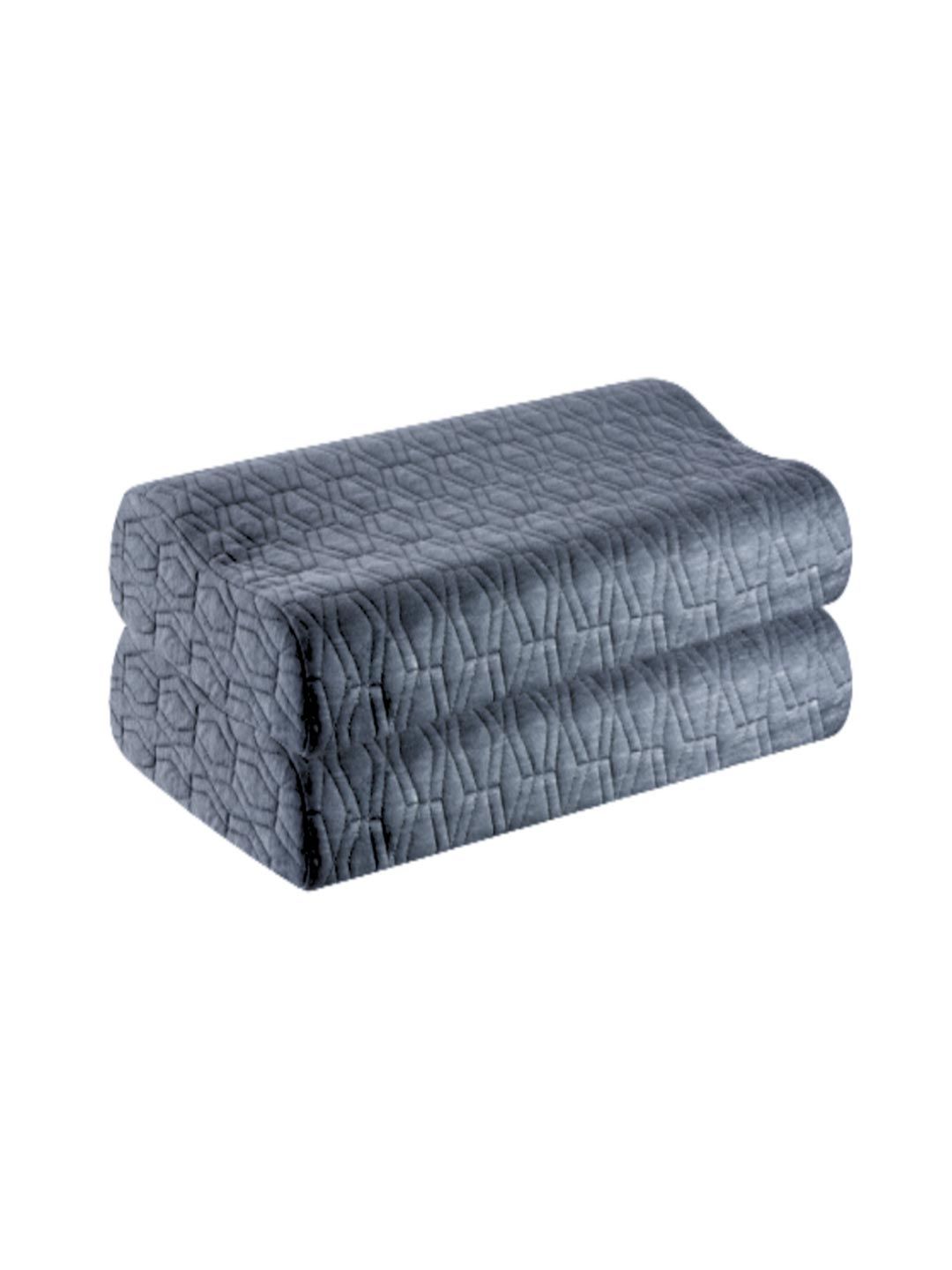 The White Willow Set Of 2 Grey Solid Neck Support Sleeping Pillows-picture-22