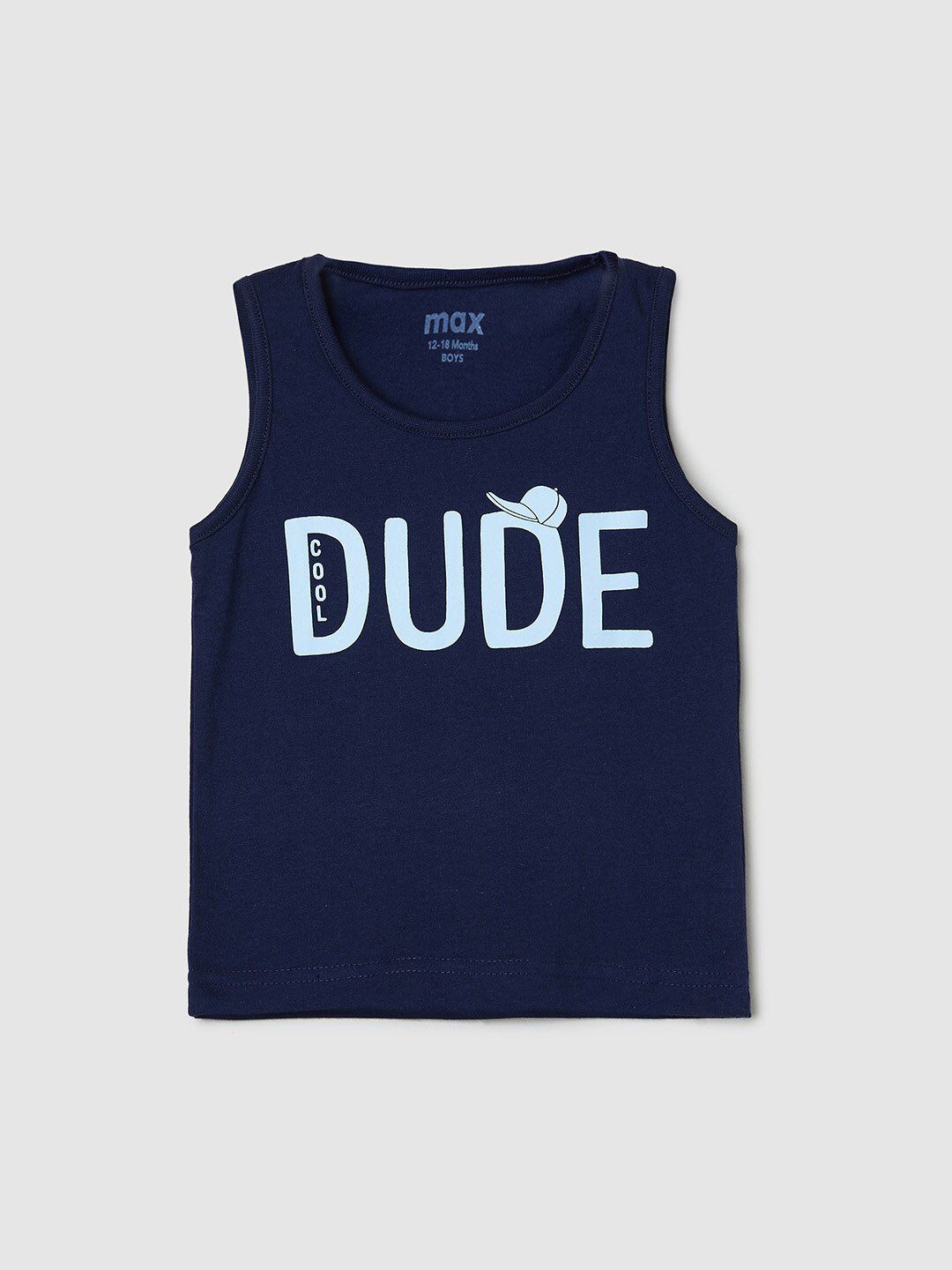 max Boys Navy Blue Typography Printed Pure Cotton T-shirt-picture-33