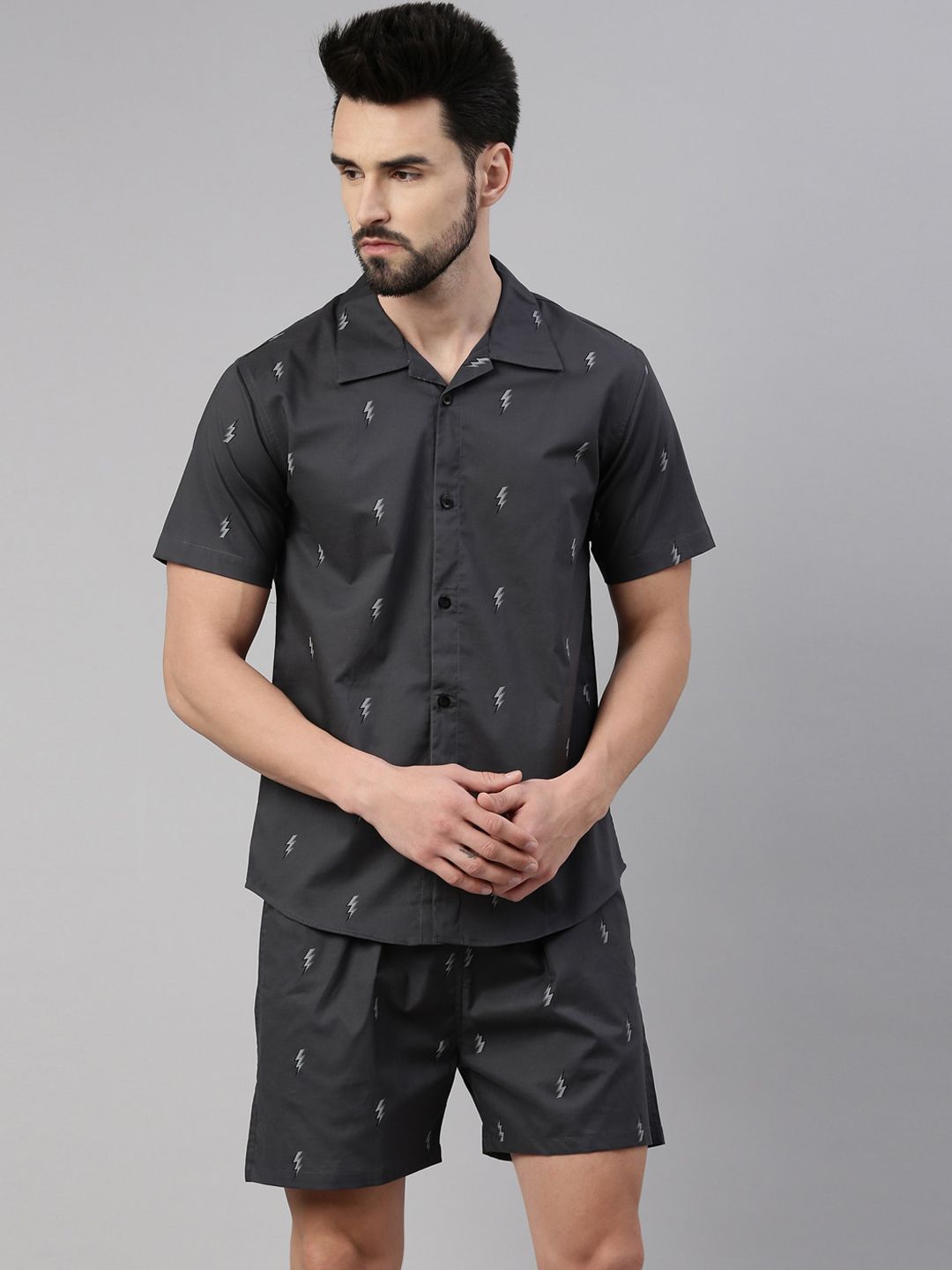 TRUNDZ Men Grey Printed Night suit-picture-11