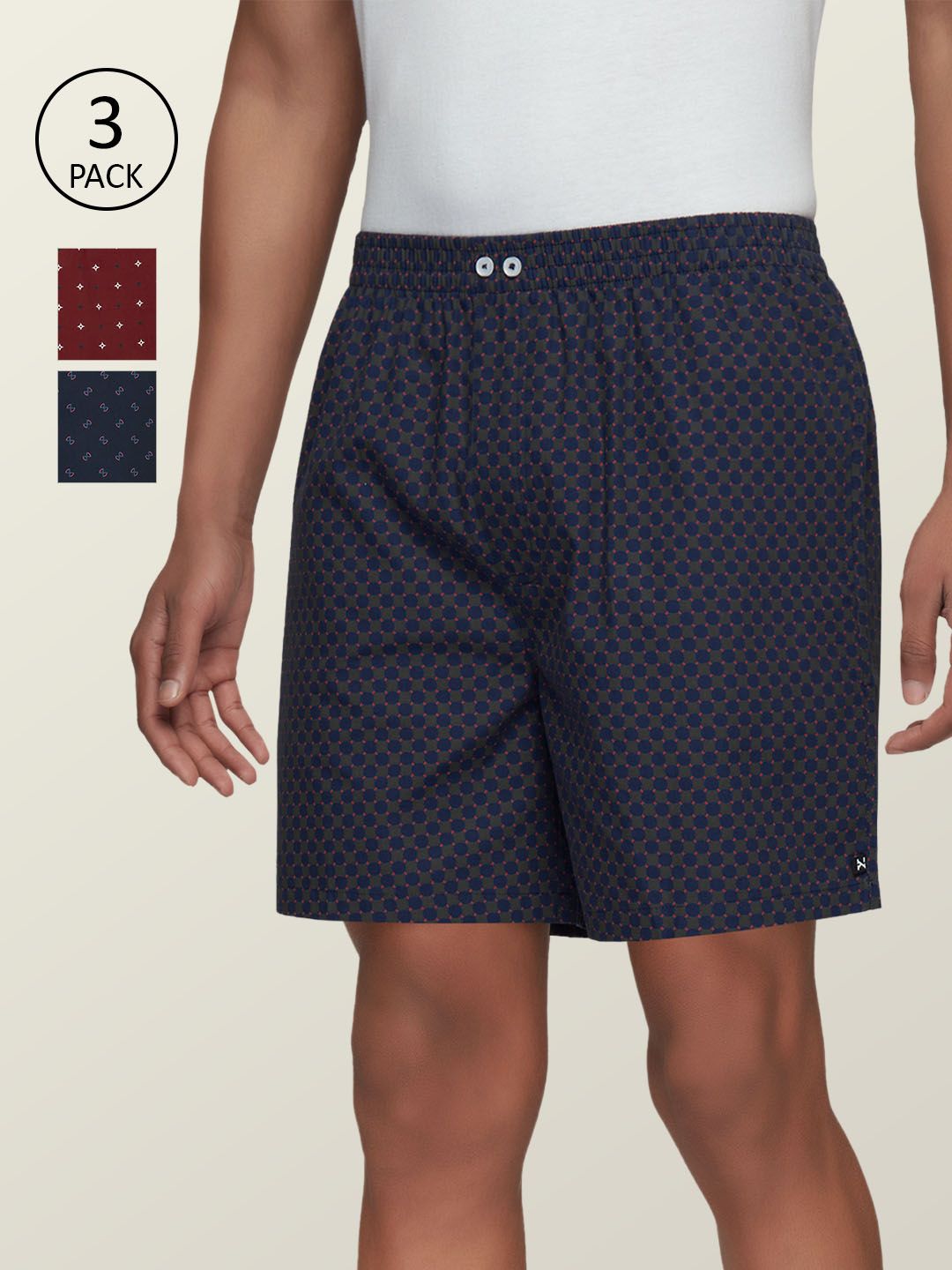 XYXX Men Pack Of 3 Super Combed Cotton Astor Comfort Fit Boxers