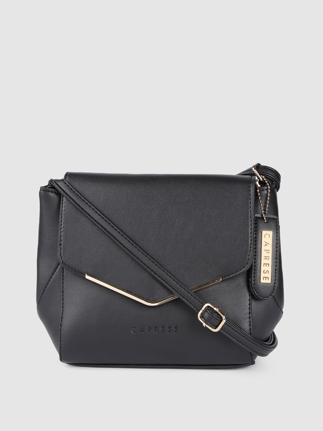 Caprese Black Solid Sling Bag-picture-36