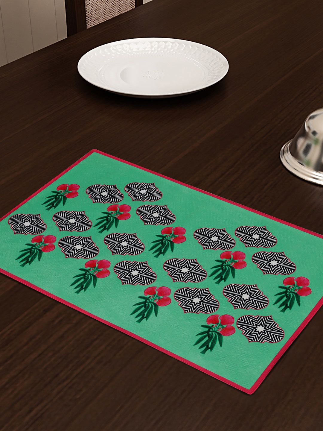 SEJ by Nisha Gupta Green Set of 6 Printed Table Placemats-picture-17
