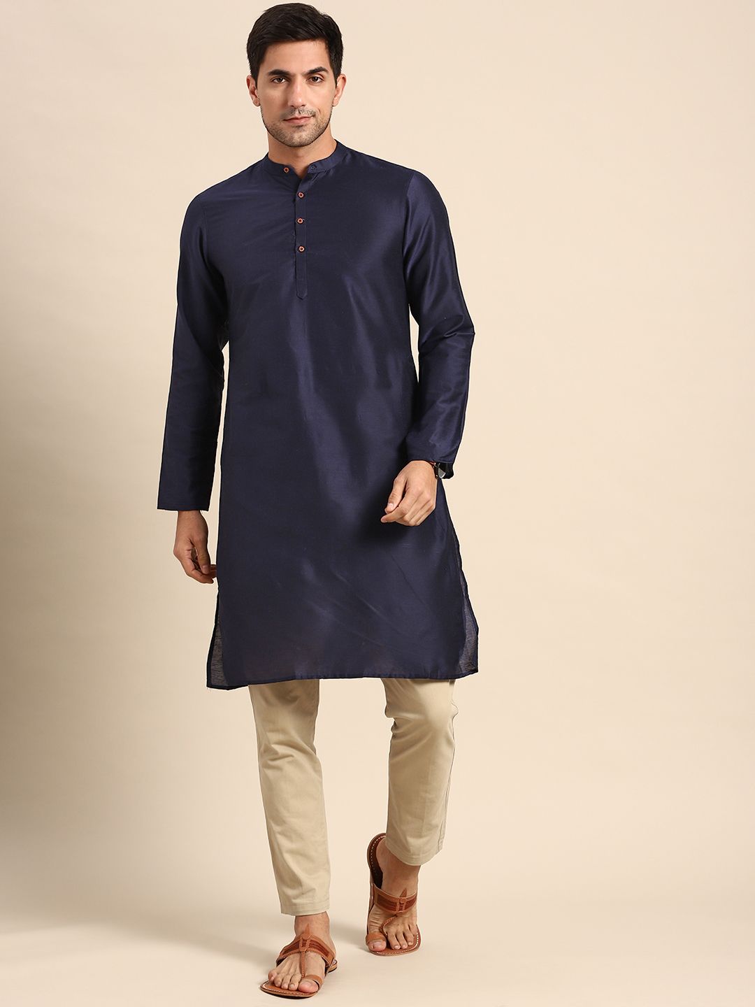 SAVE ₹945 on Anouk Men Navy Blue Solid Kurta | Best Offer in India