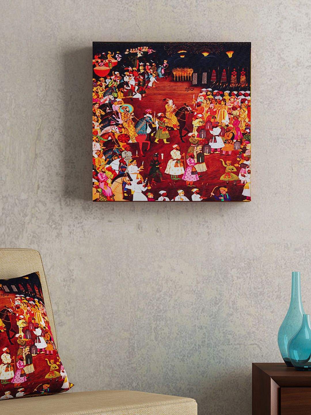 SEJ by Nisha Gupta Brown & Red Folk Framed Wall Painting-image-10