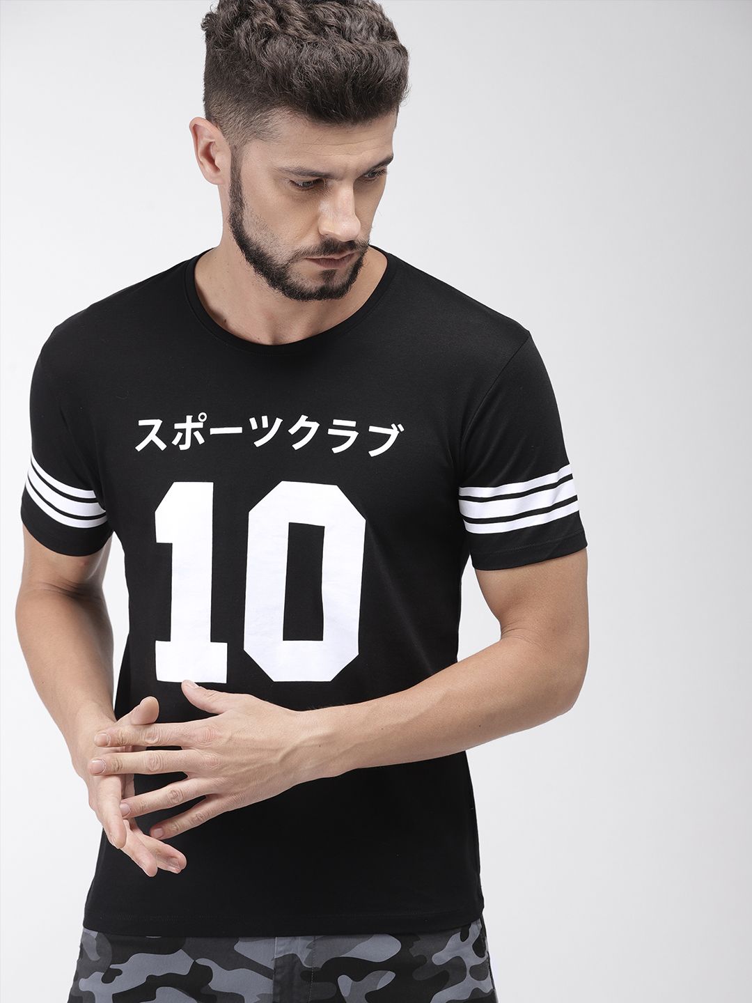 HIGHLANDER Men Black Printed Round Neck Pure Cotton T-shirt-image-15