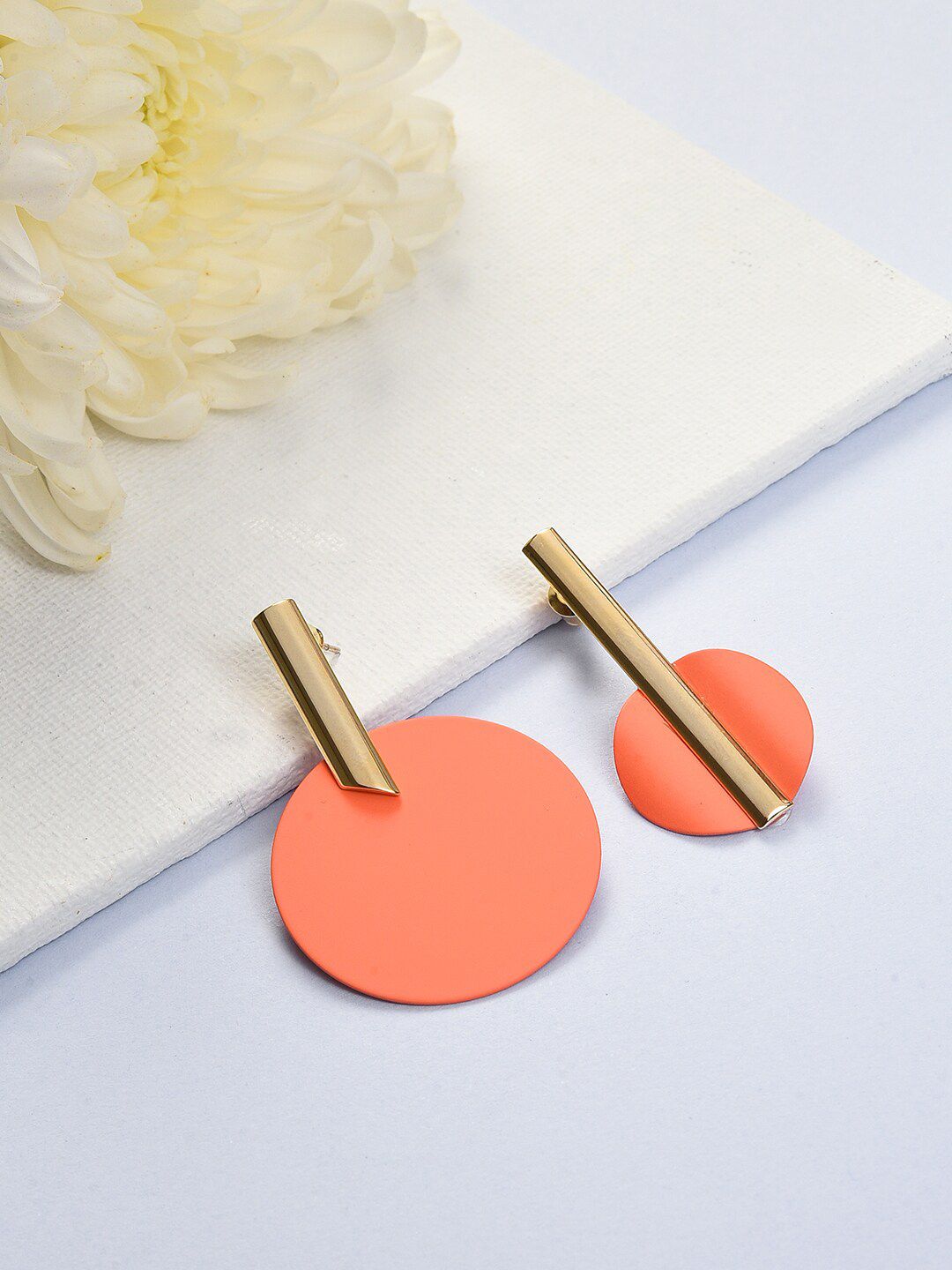 SOHI Orange Contemporary Drop Earrings-image-18