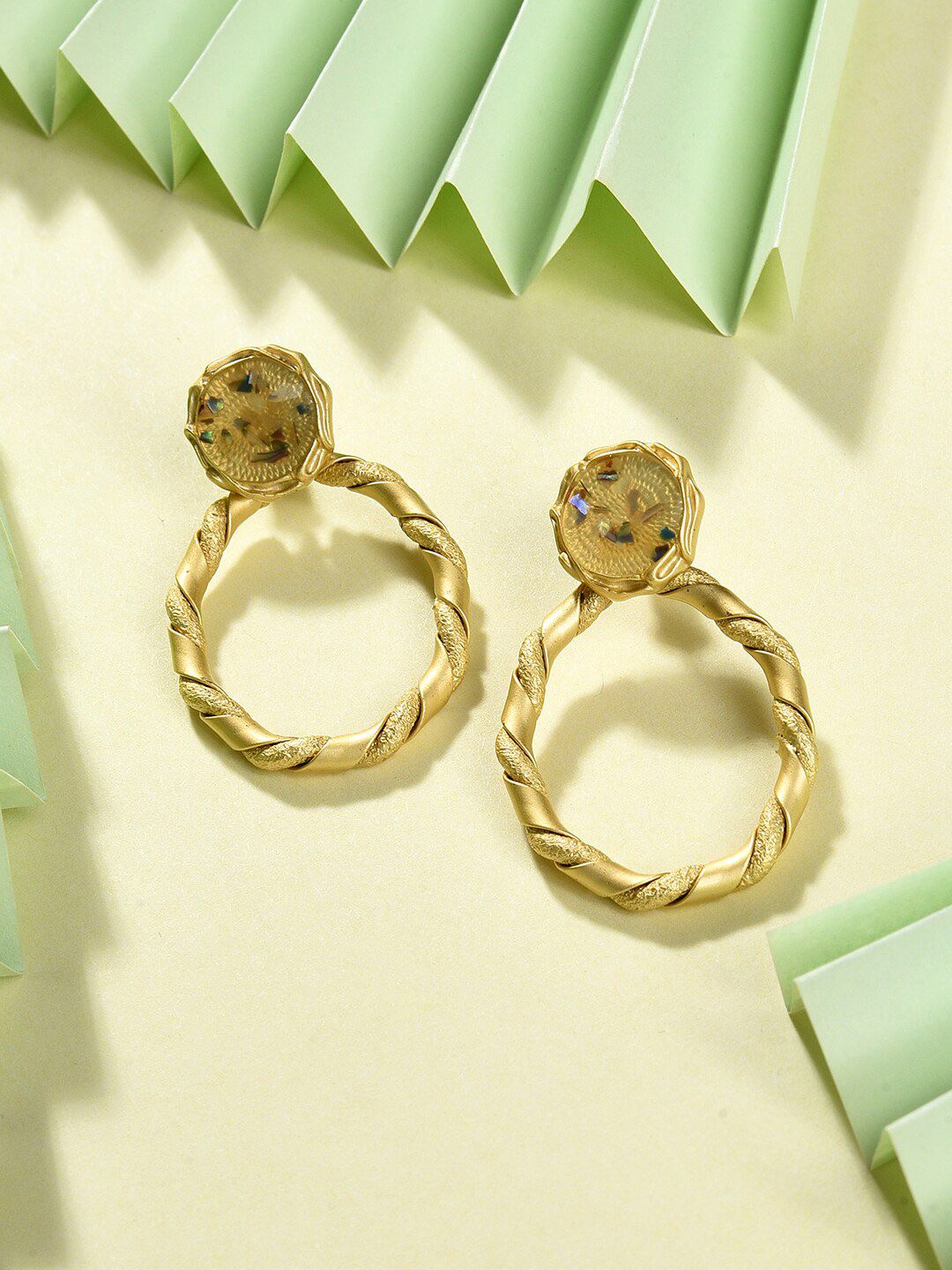 SOHI Gold-Plated Contemporary Studs Earrings-image-24