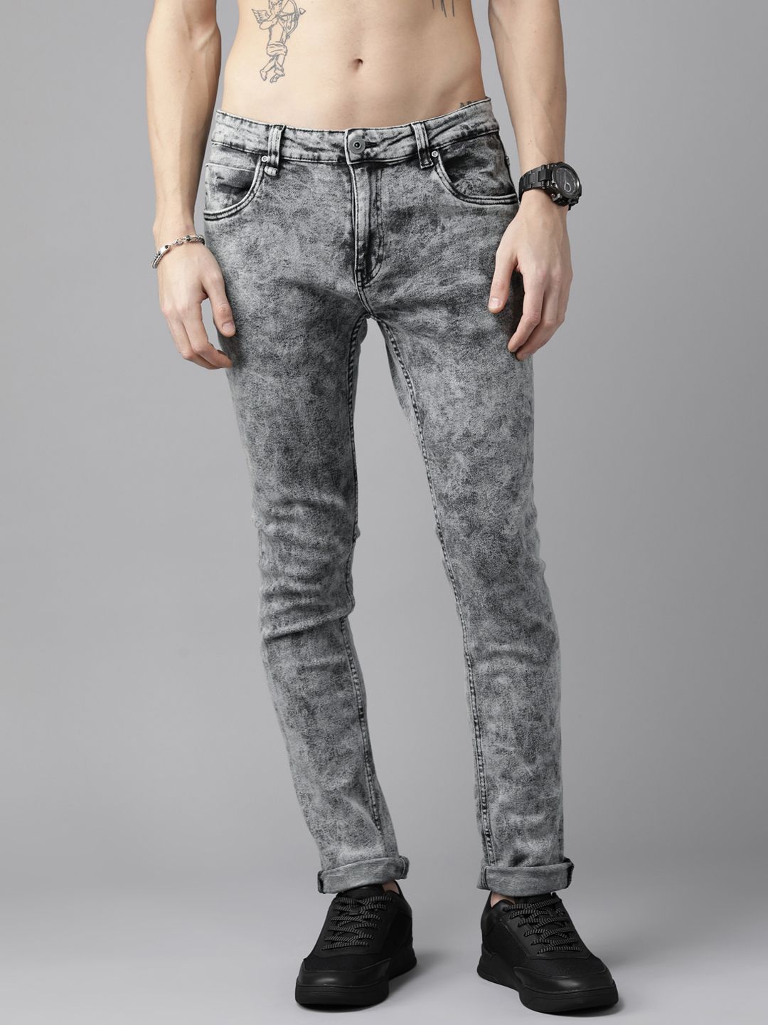 The Roadster Lifestyle Co. Men Skinny Fit Heavy Fade Jeans