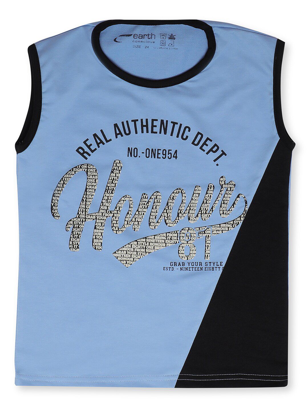 earth conscious Boys Blue & Black Typography Printed T-shirt-picture-11