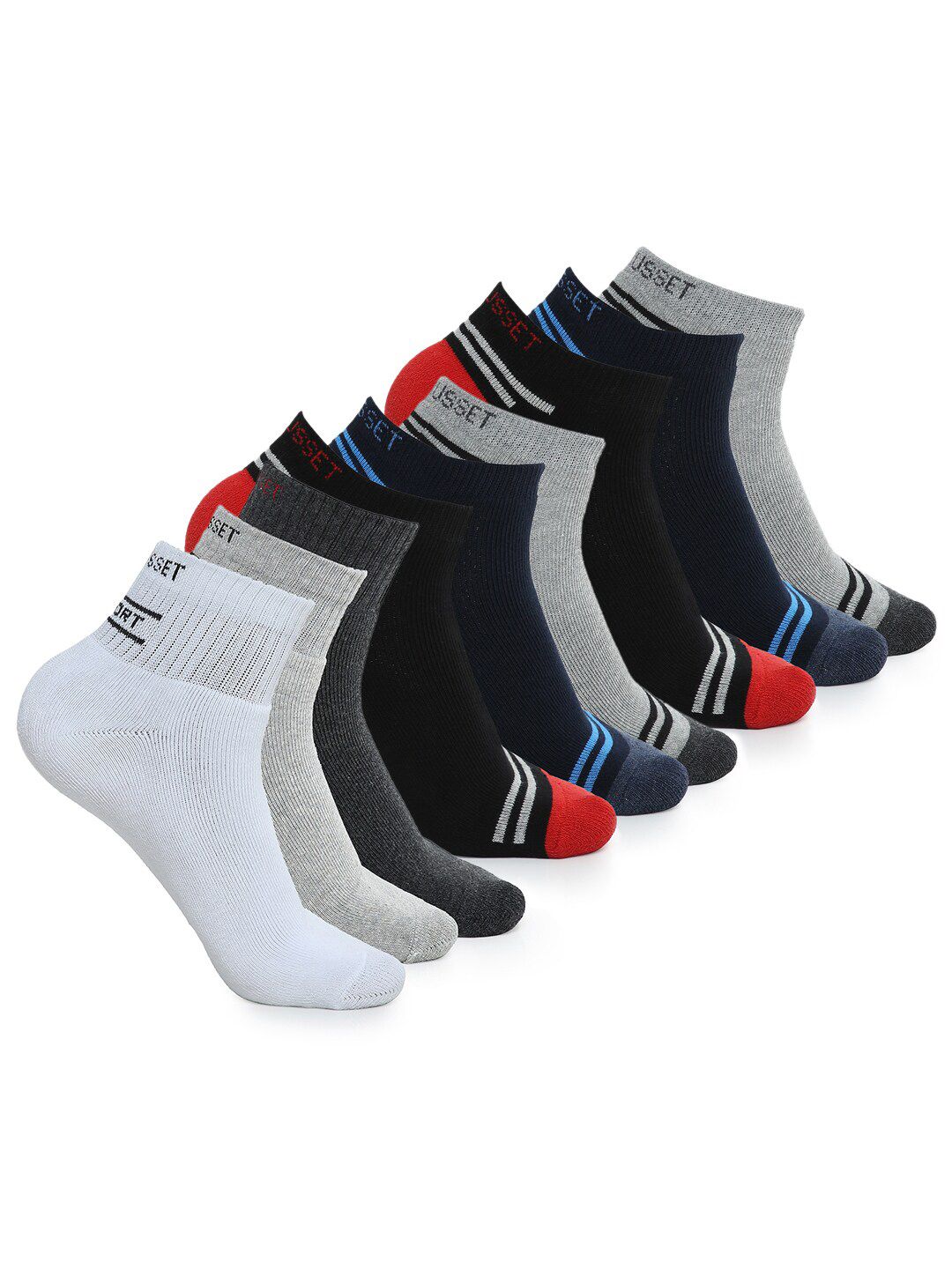 CRUSSET Men Pack Of 9 Assorted Ankle Length Socks-picture-31