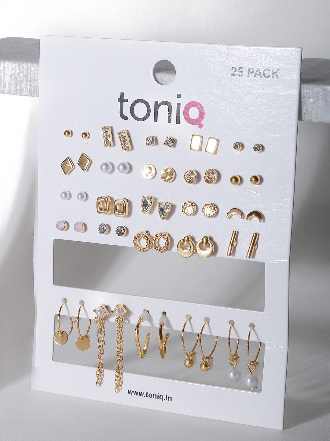 ToniQ Set of 25 Contemporary Gold-Plated Studs & Drop Earrings-picture-15
