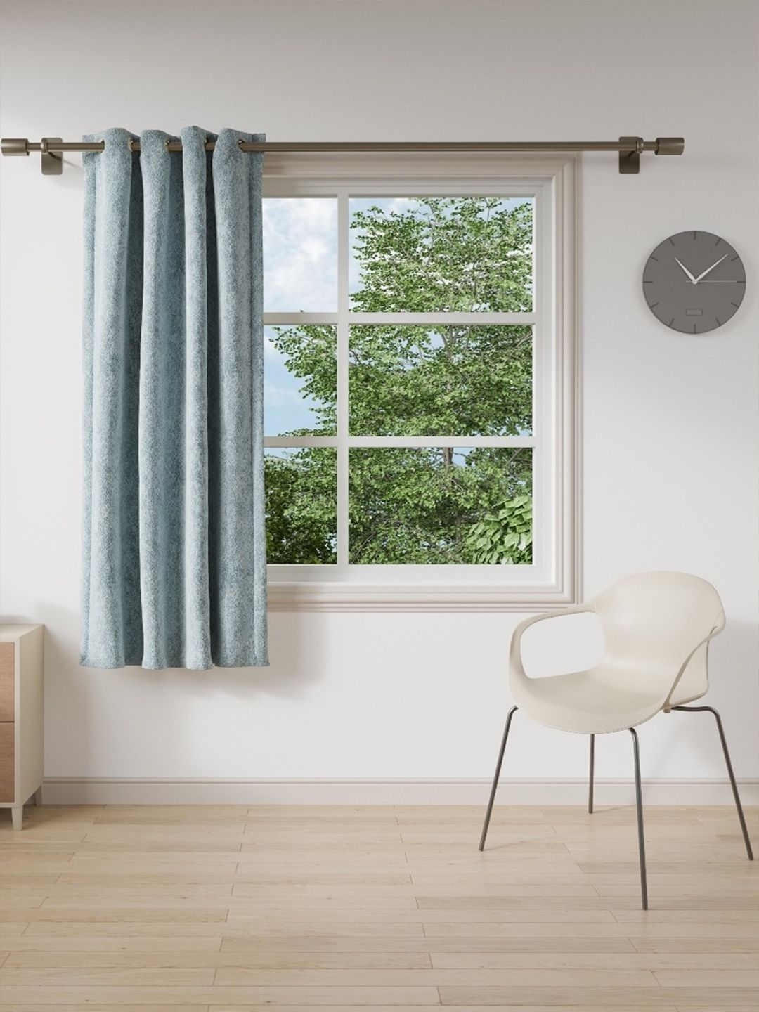 DDecor Blue Solid Room Darkening Window Curtain-image-10