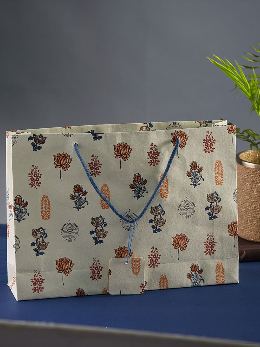 Fabindia Beige Printed Oversized Shopper Paper Tote Bag-image-18