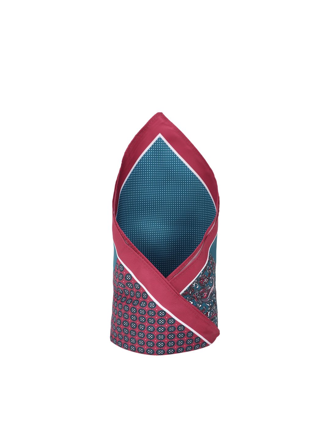 Van Heusen Men Pink & Teal Blue Ethnic Motifs Printed Motifs Pocket Square-picture-58