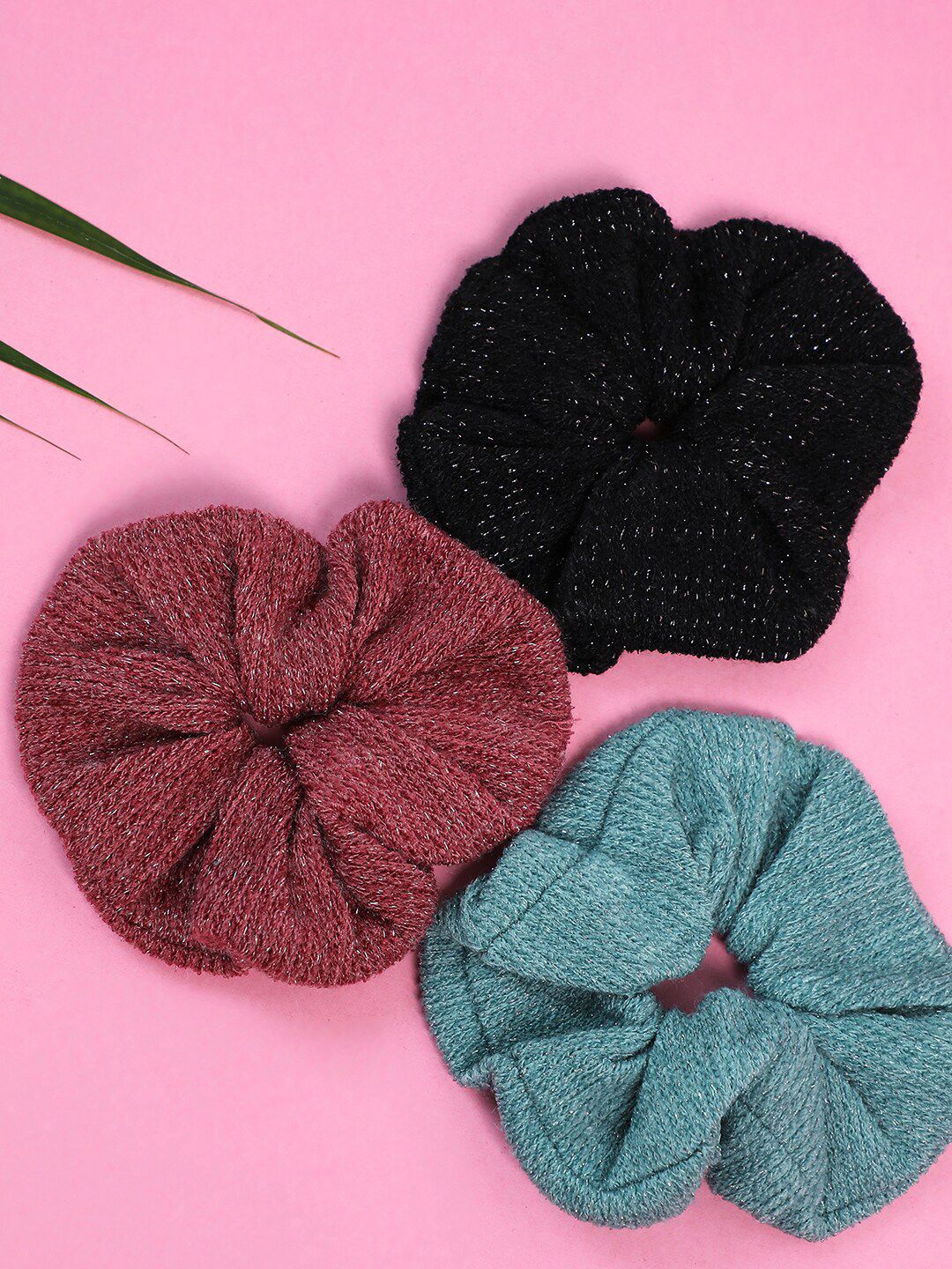 SOHI Women Multicoloured Set of 3 Solid Ponytail Holders-image-28