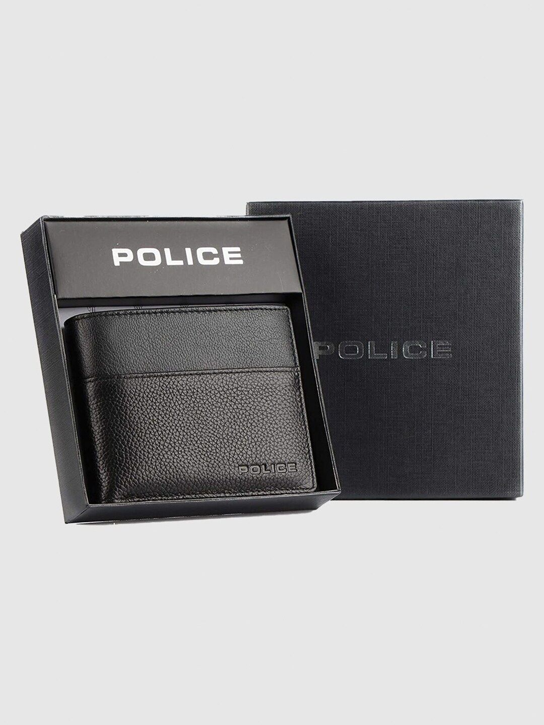 Police Men Black Textured Leather Two Fold Wallet-picture-58