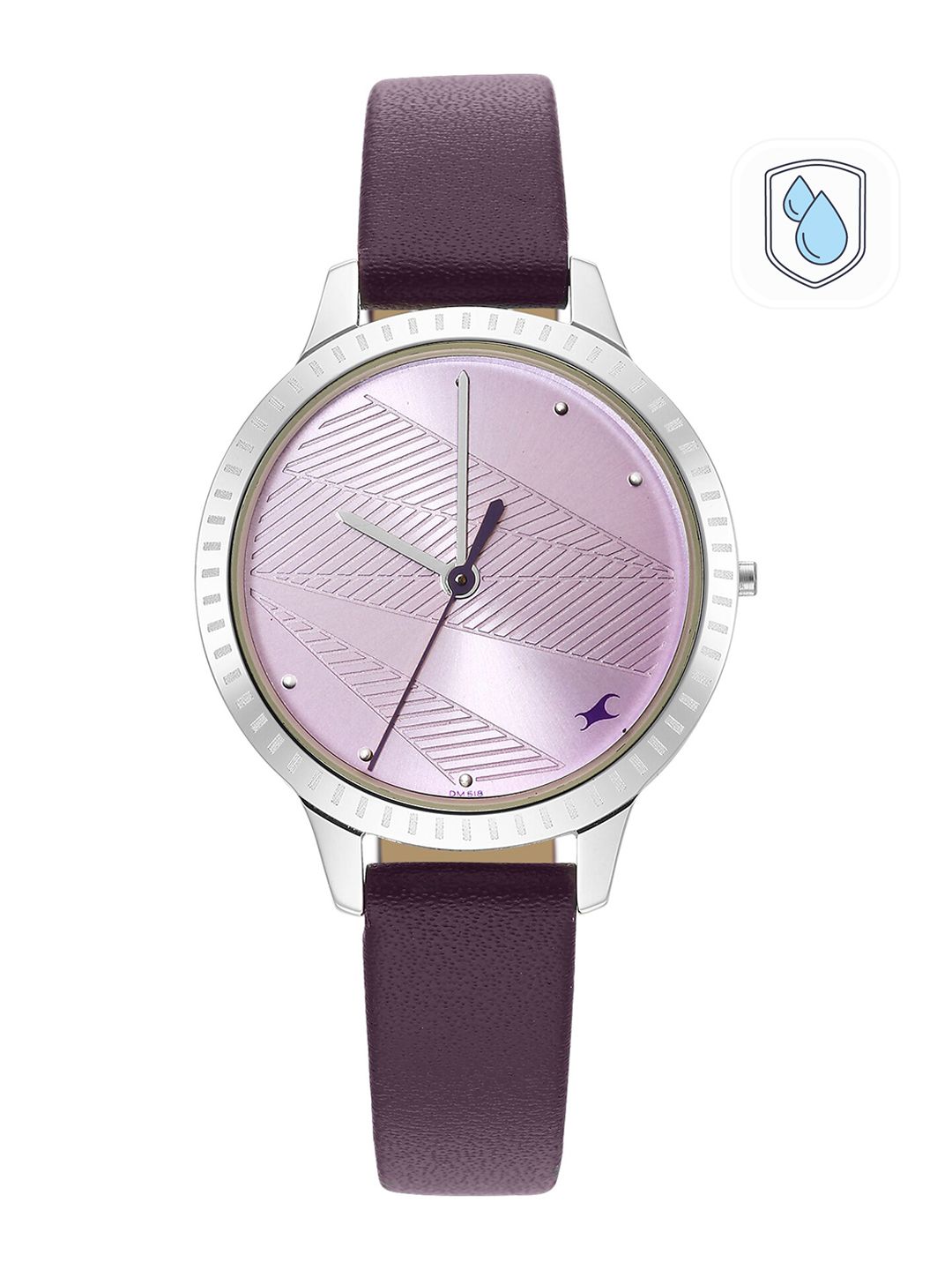 Fastrack Women Purple Brass Textured Dial & Purple Leather Straps Analogue Watch 6267SL01-picture-10