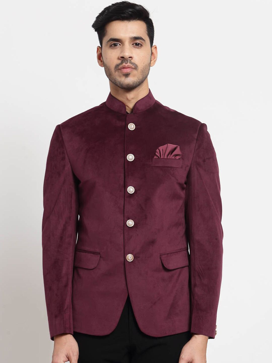 KLOTTHE Men Maroon Solid Single-Breasted Slim-Fit Blazers-image-13