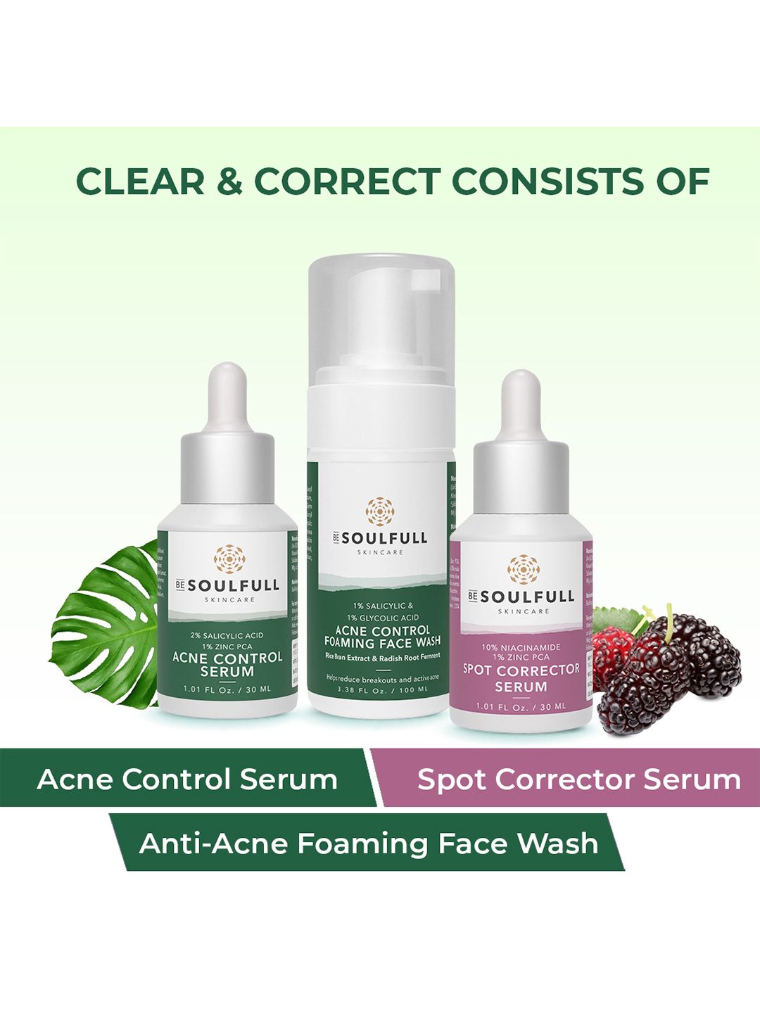 BE SOULFULL Acne Control Foaming Facewash + Serum + Spot Corrector Serum-image-46
