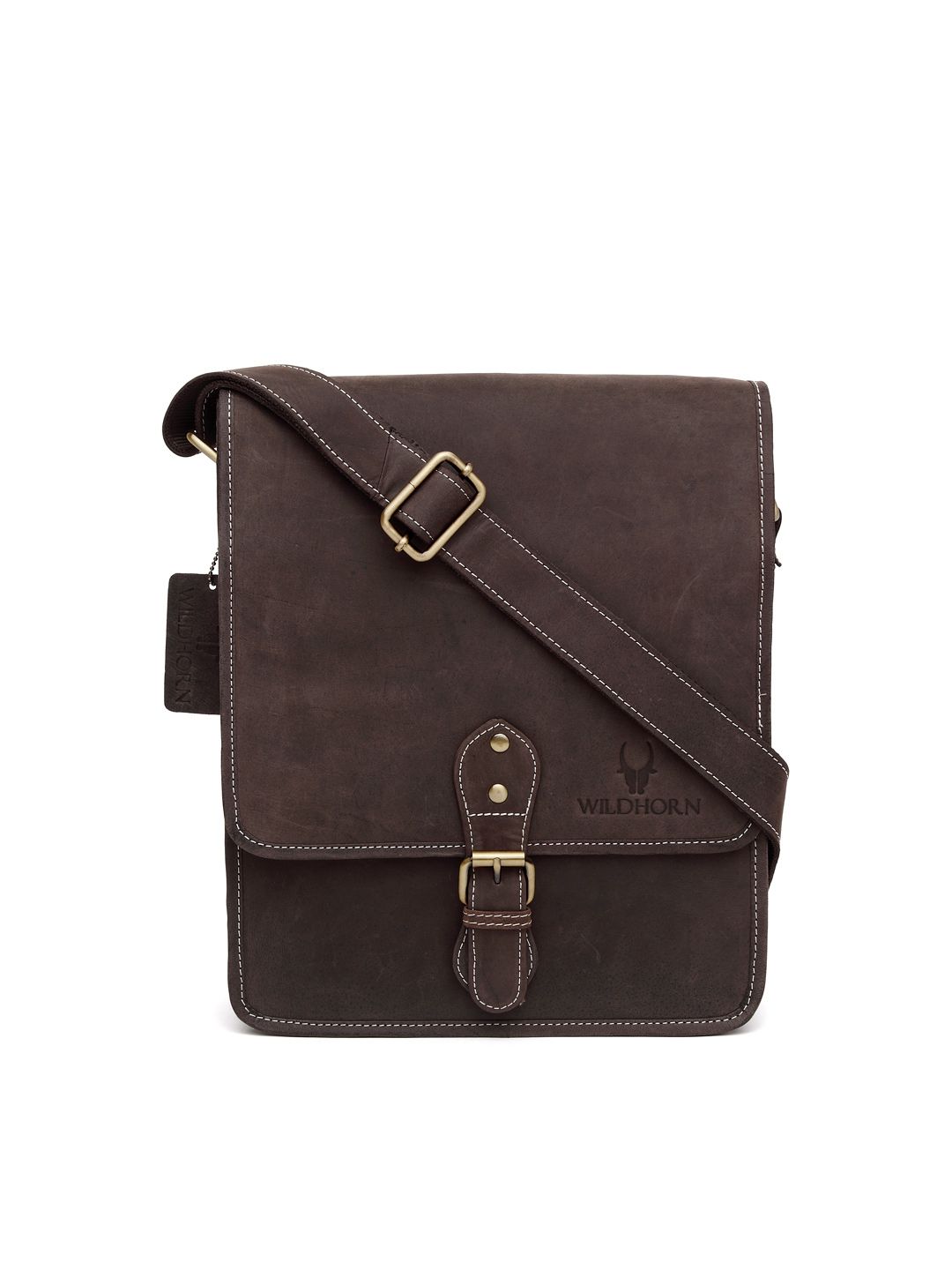 WildHorn Men Brown Genuine Leather Messenger Bag-picture-33