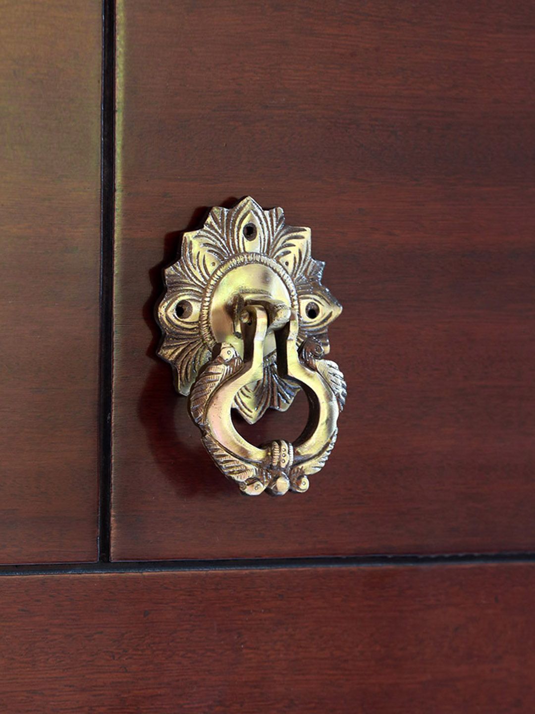 ExclusiveLane Gold-Toned Textured Hand-Etched Carved Door Handle Brass Door Handle