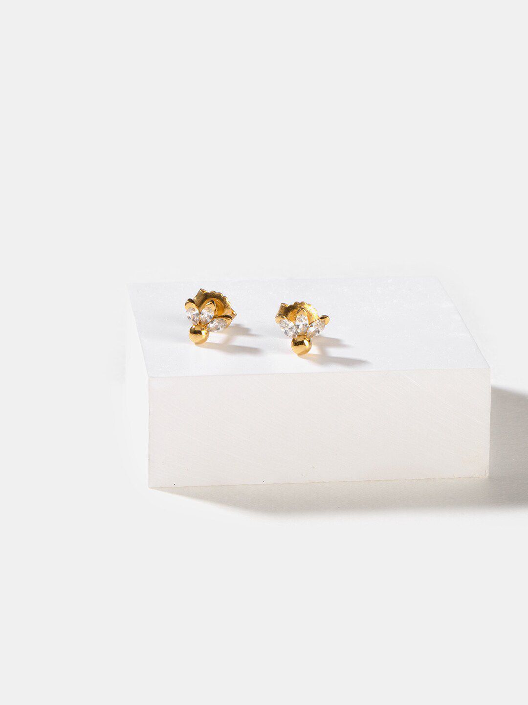 SHAYA Gold-Toned & White Contemporary Studs Earrings-picture-10