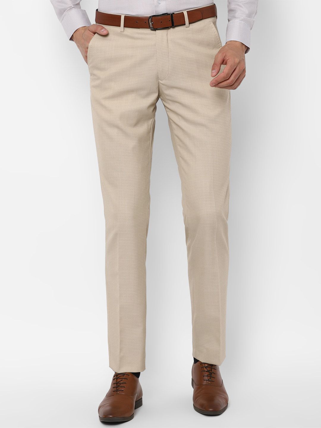 Buy Men Olive Green Regular Fit Self Design Formal Trousers online   Looksgudin