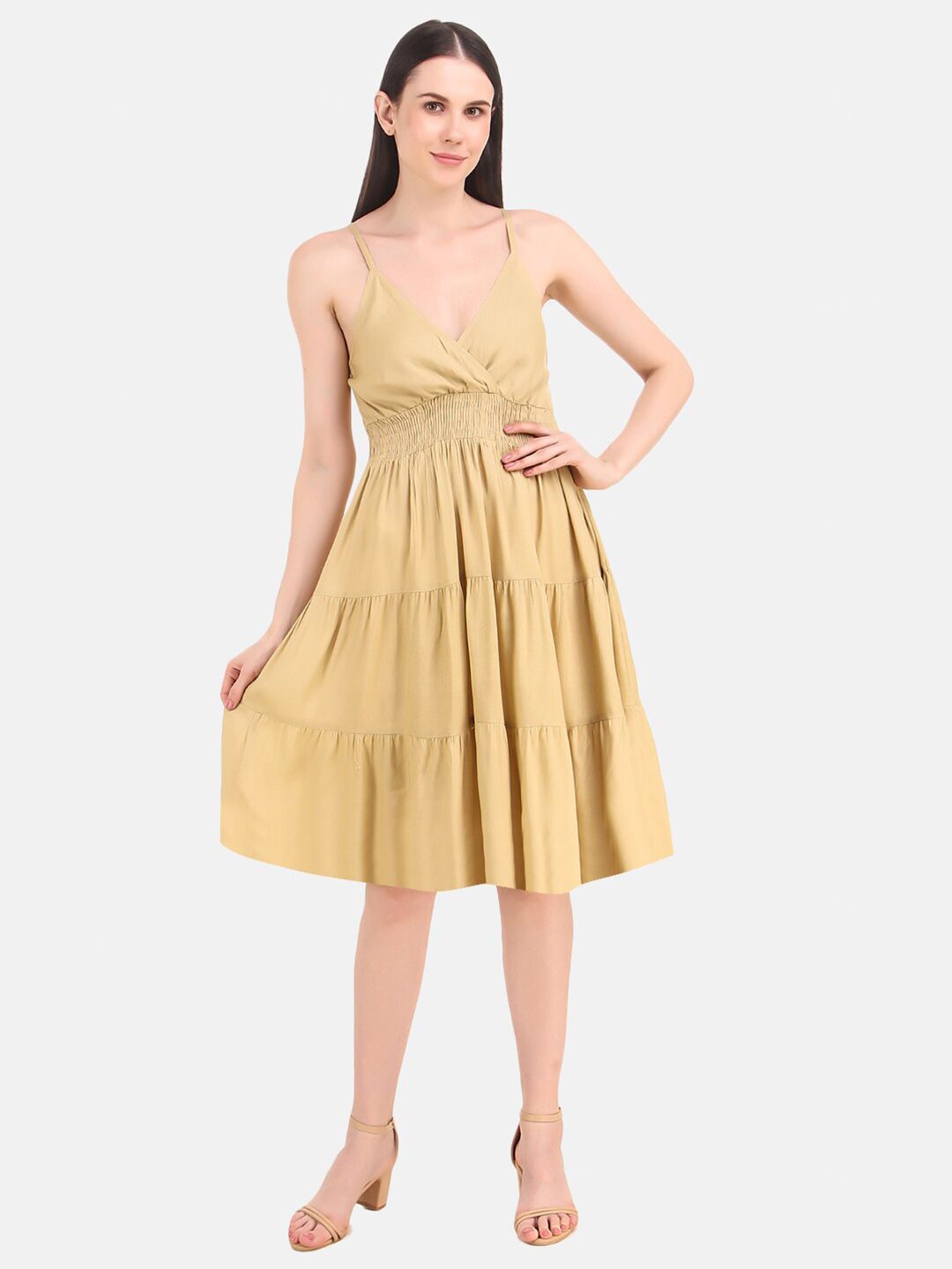 Buy Aawari Women Beige Tiered Dress - Dresses for Women 17903904 | Myntra
