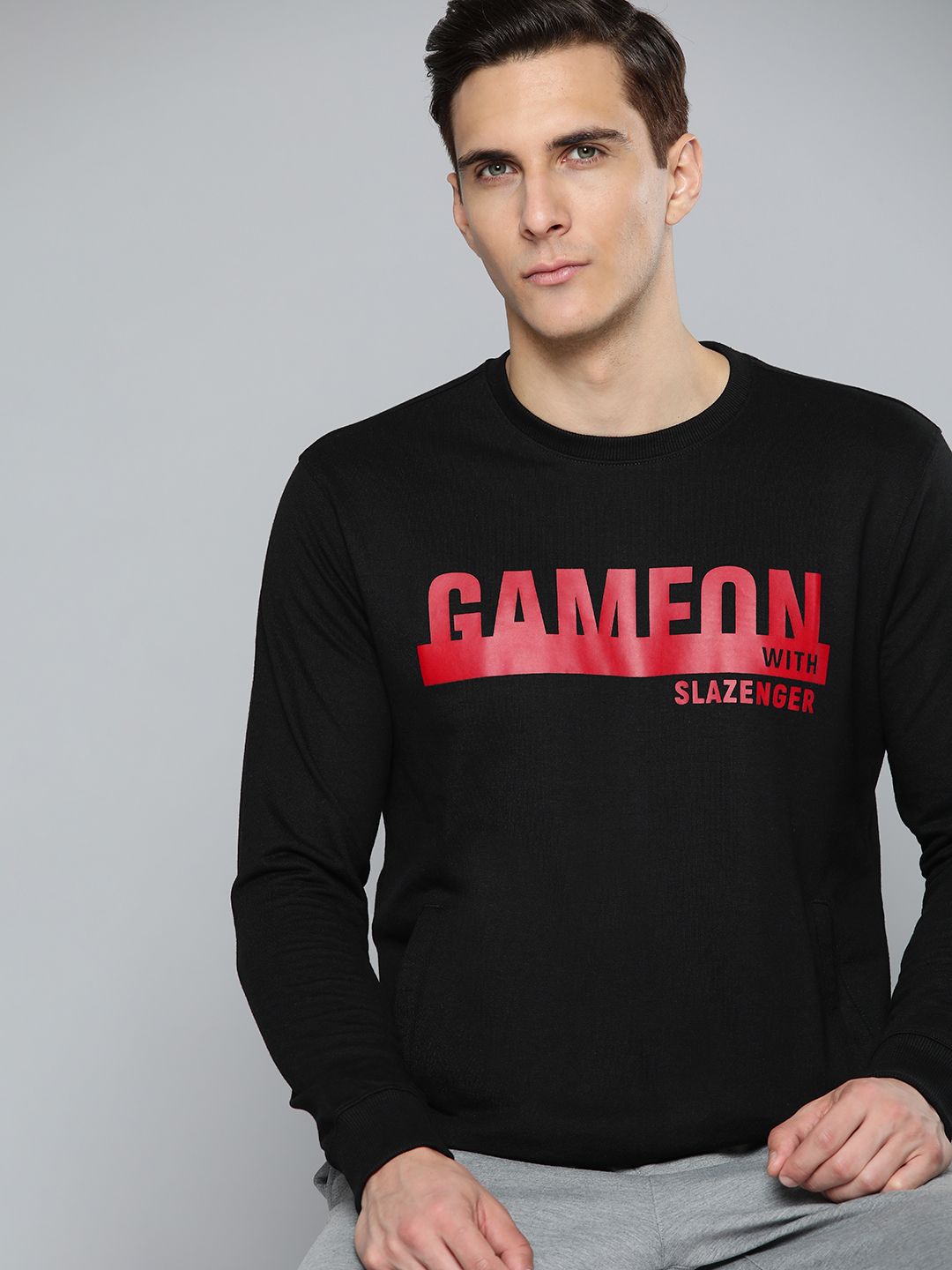 Slazenger Men Black Printed Sweatshirt-image-2