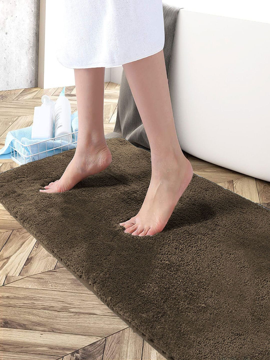 LUXEHOME INTERNATIONAL Brown Solid Anti-Skid Rectangular Doormats-picture-12