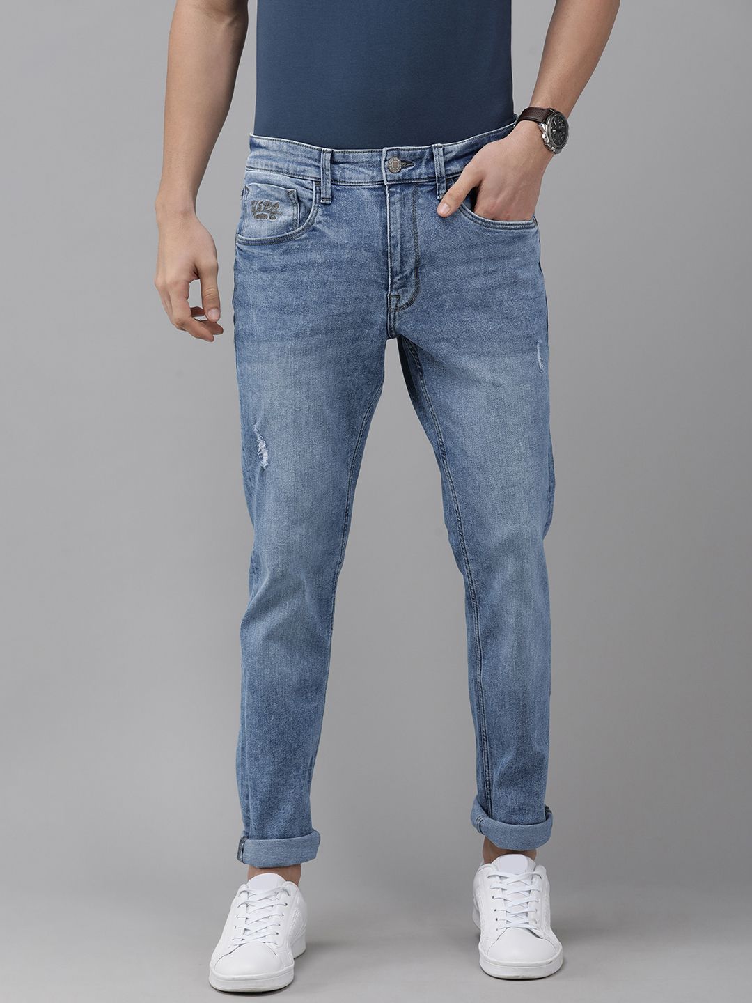 u.s. polo assn. denim co. U S Polo Assn Denim Co Men Blue Brandon Slim Tapered Fit Light Fade Stretchable Jeans-picture-24