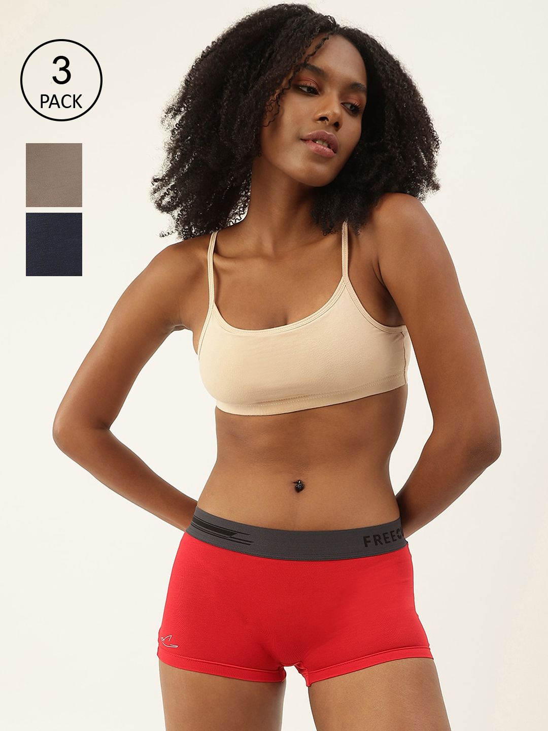 FREECULTR Women Pack Of 3 Solid Antibacterial Boy Shorts-picture-14