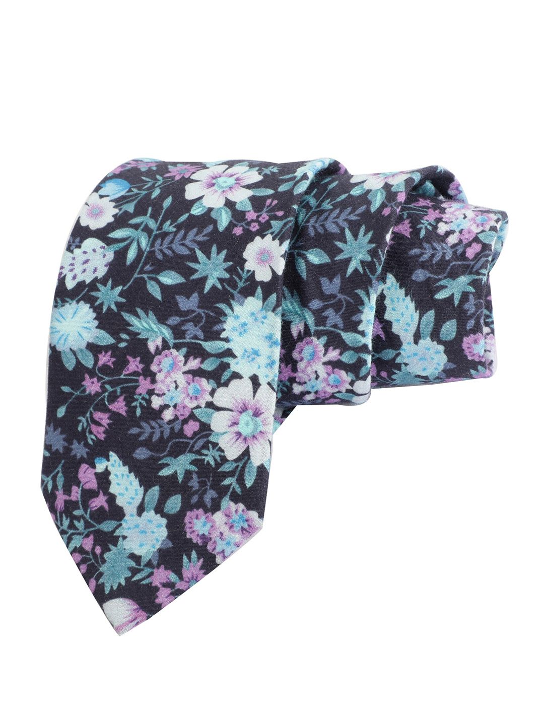 Alvaro Castagnino Men Black & Blue Printed Skinny Tie-picture-26
