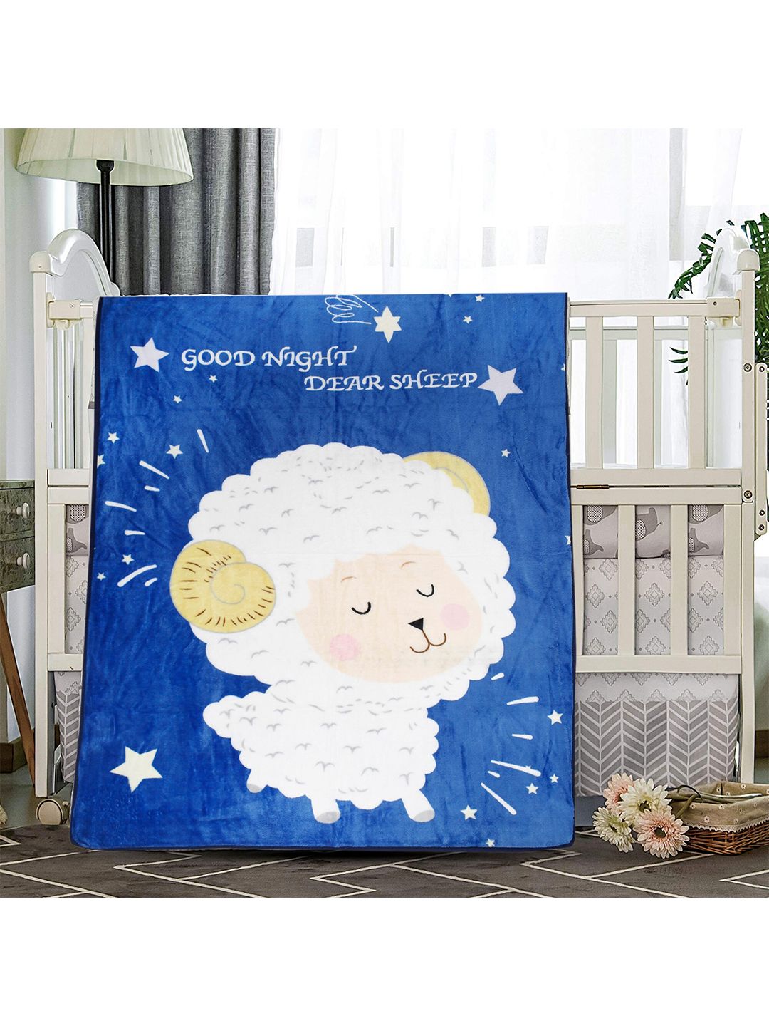 Baby Moo Kids Blue & White 210 GSM Single Cartoon Characters Heavy Winter Bed Blanket-image-49