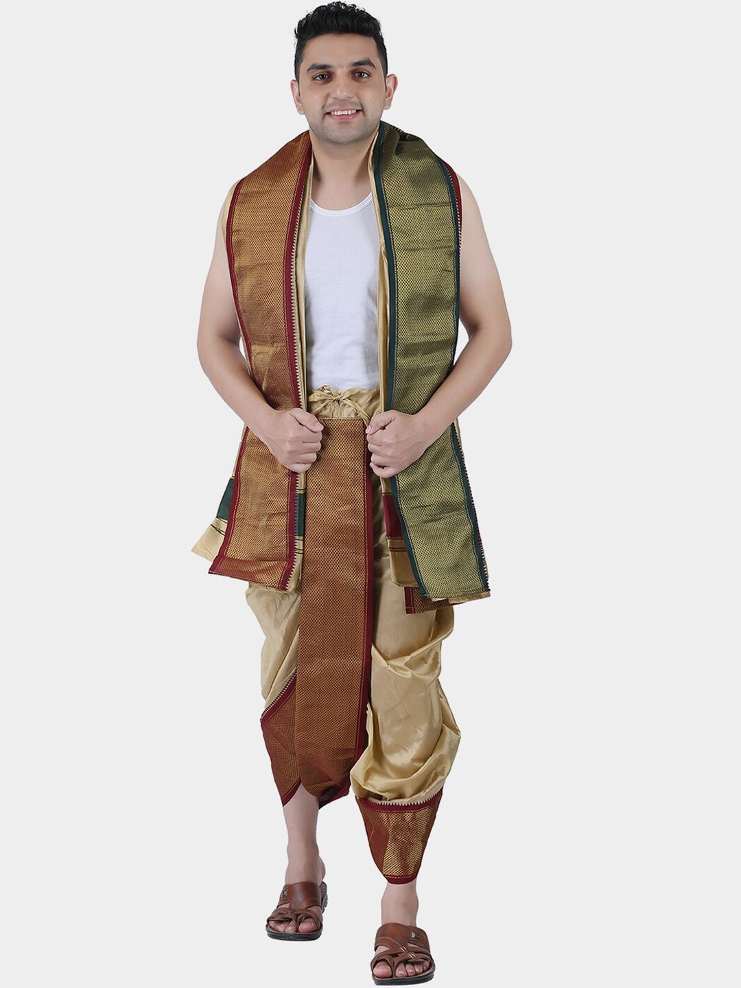 PRAKASAM COTTON Men Beige Solid Dhoti Pants-picture-40