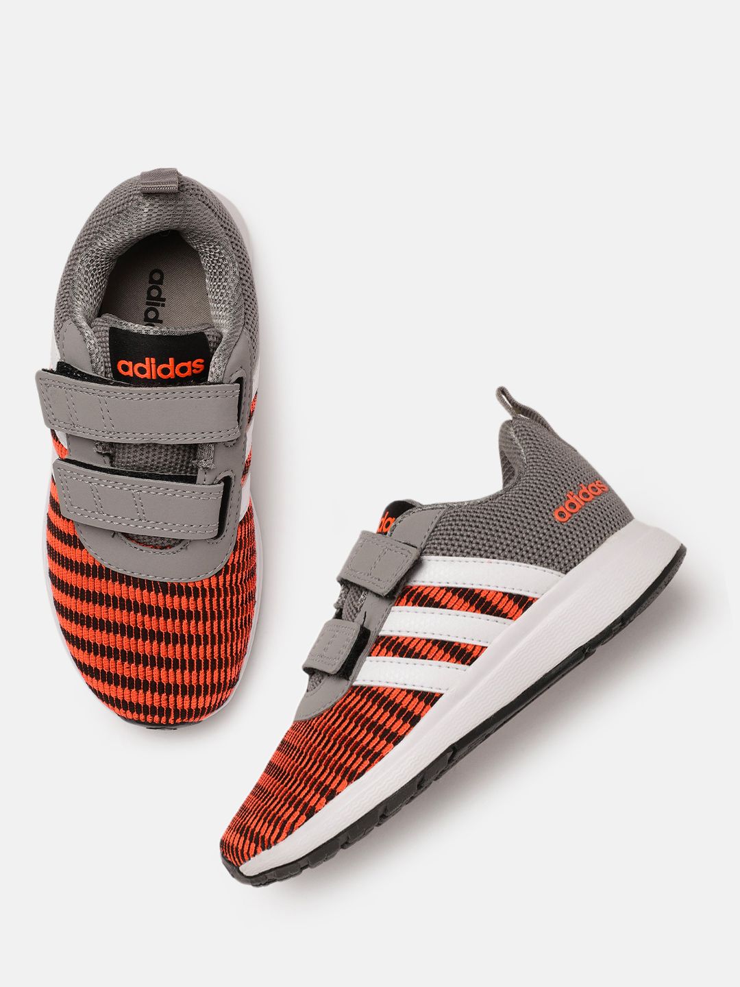 ADIDAS Kids Orange and Grey Textured Dubbers Sneakers-picture-13
