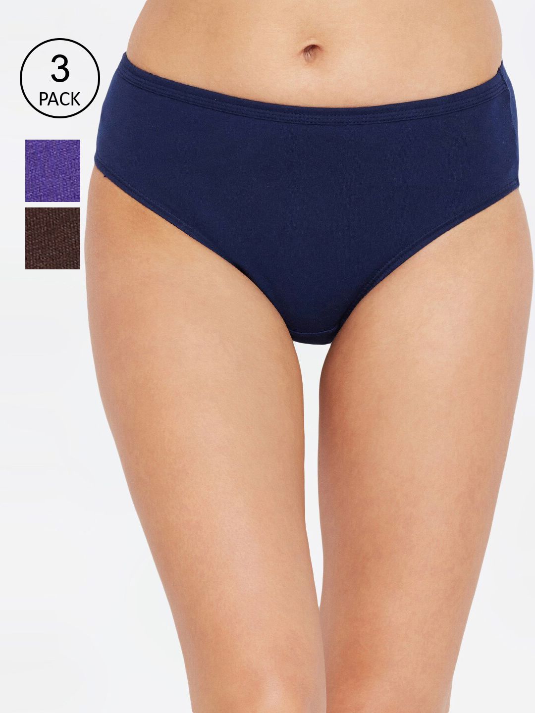 Bodycare Women Pack Of 3 Solid Pure Cotton Hipster Briefs-picture-36