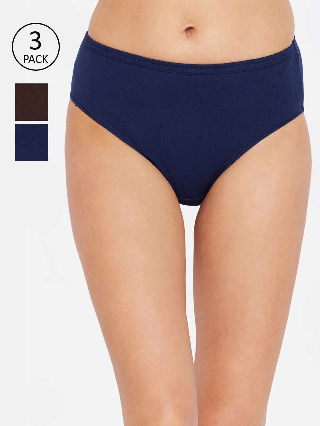 Bodycare Women Pack Of 3 Solid Pure Cotton Hipster Briefs-picture-40