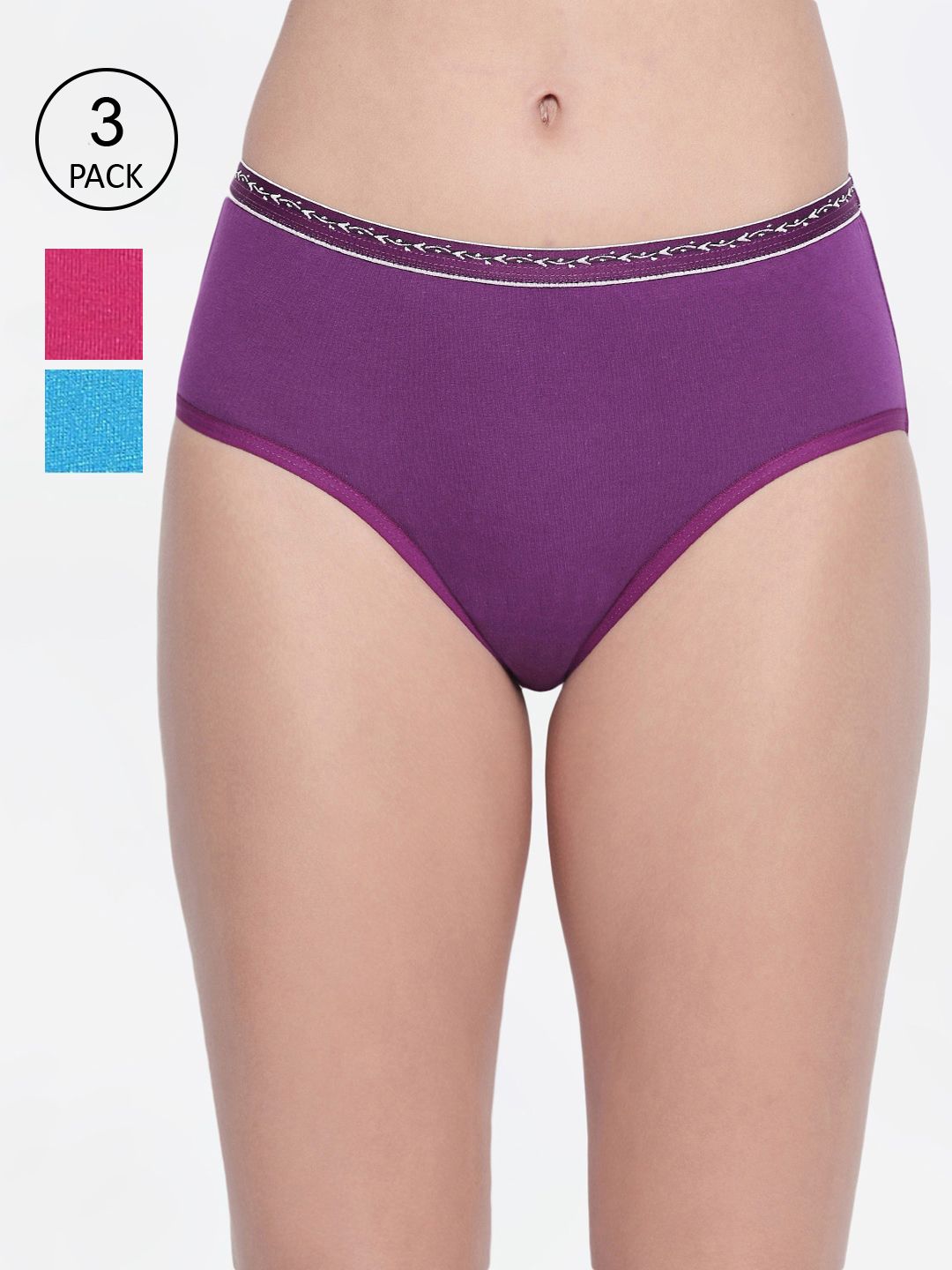 Bodycare Women Pack Of 3 Solid Hipster Briefs-picture-39