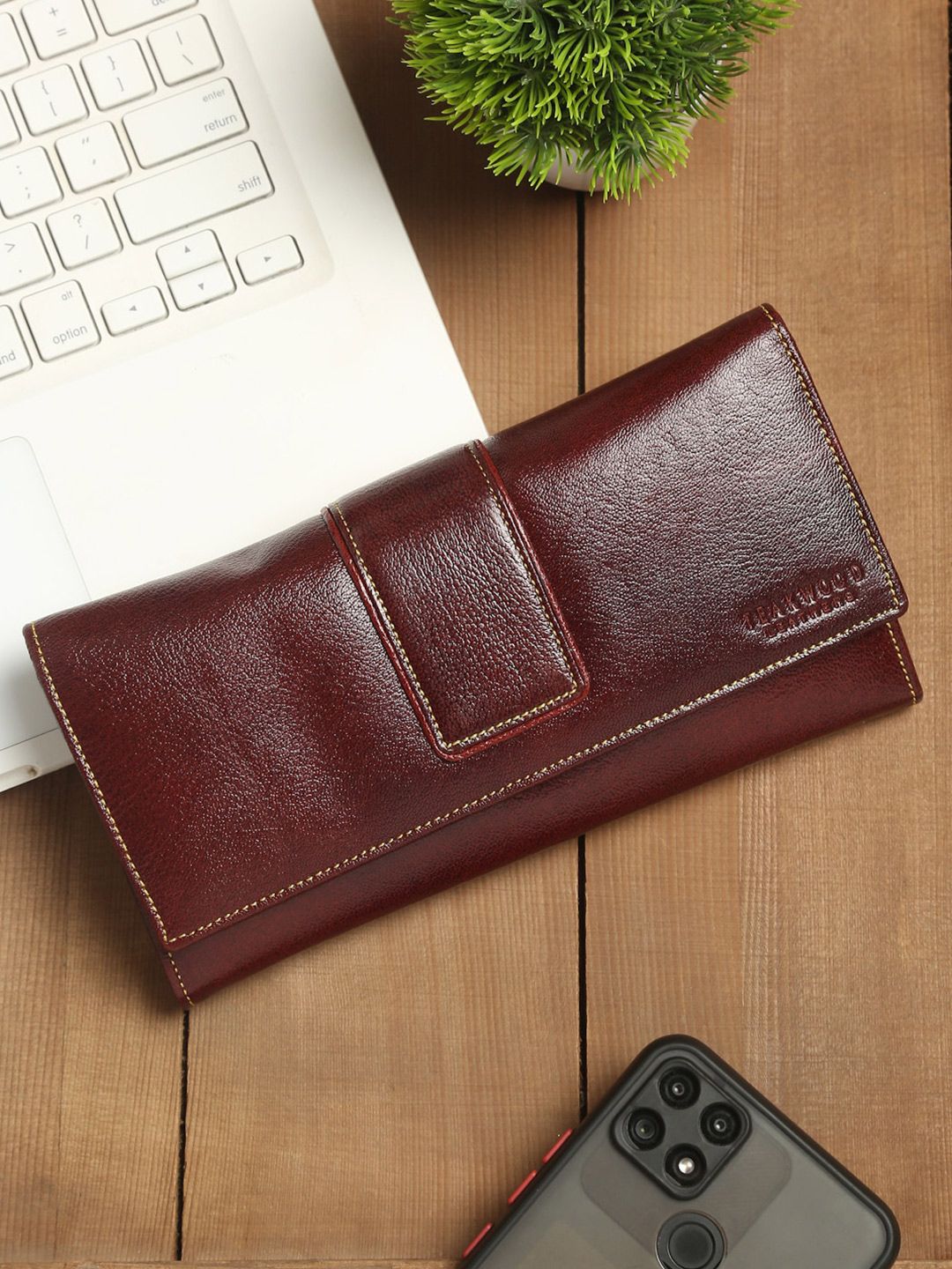 Buy Teakwood Leathers Maroon Leather Envelope Wallet for Men at