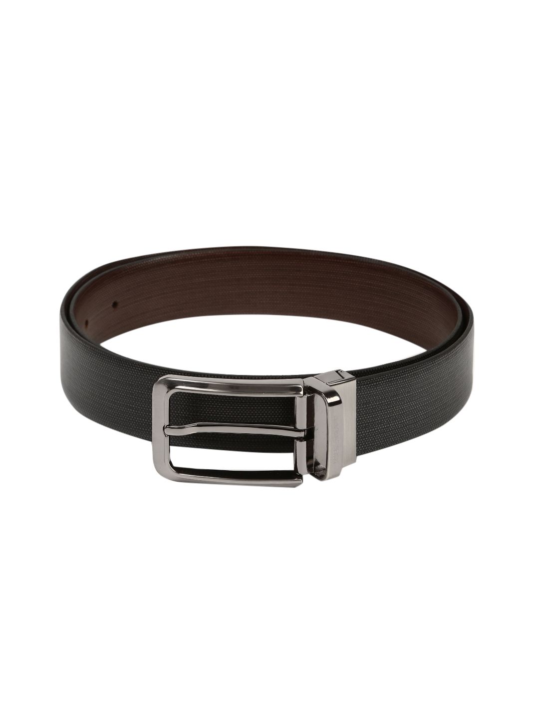 Peter England Men Black Textured Leather Belt-picture-11