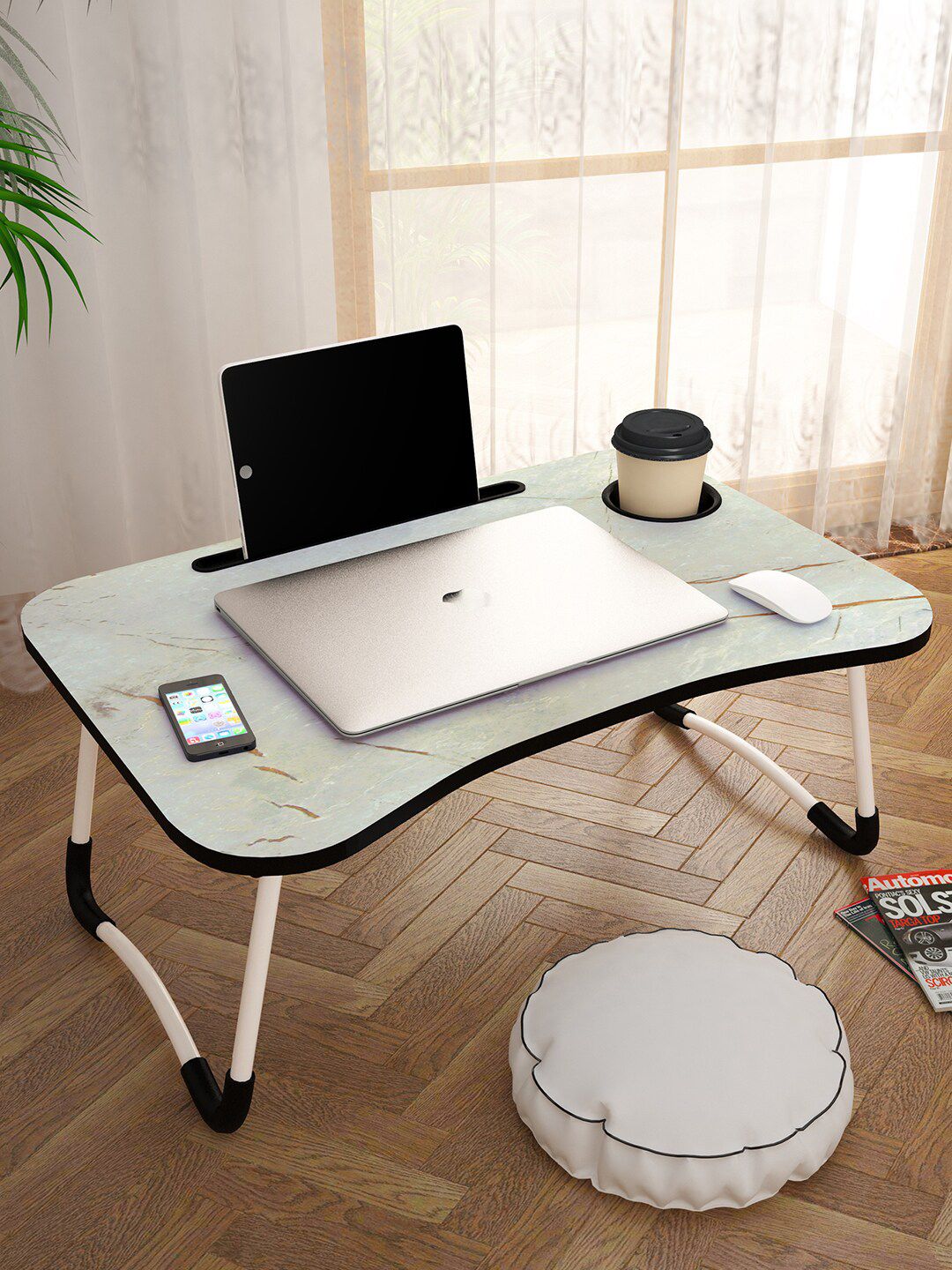 Story@home Grey Printed Foldable Laptop Table