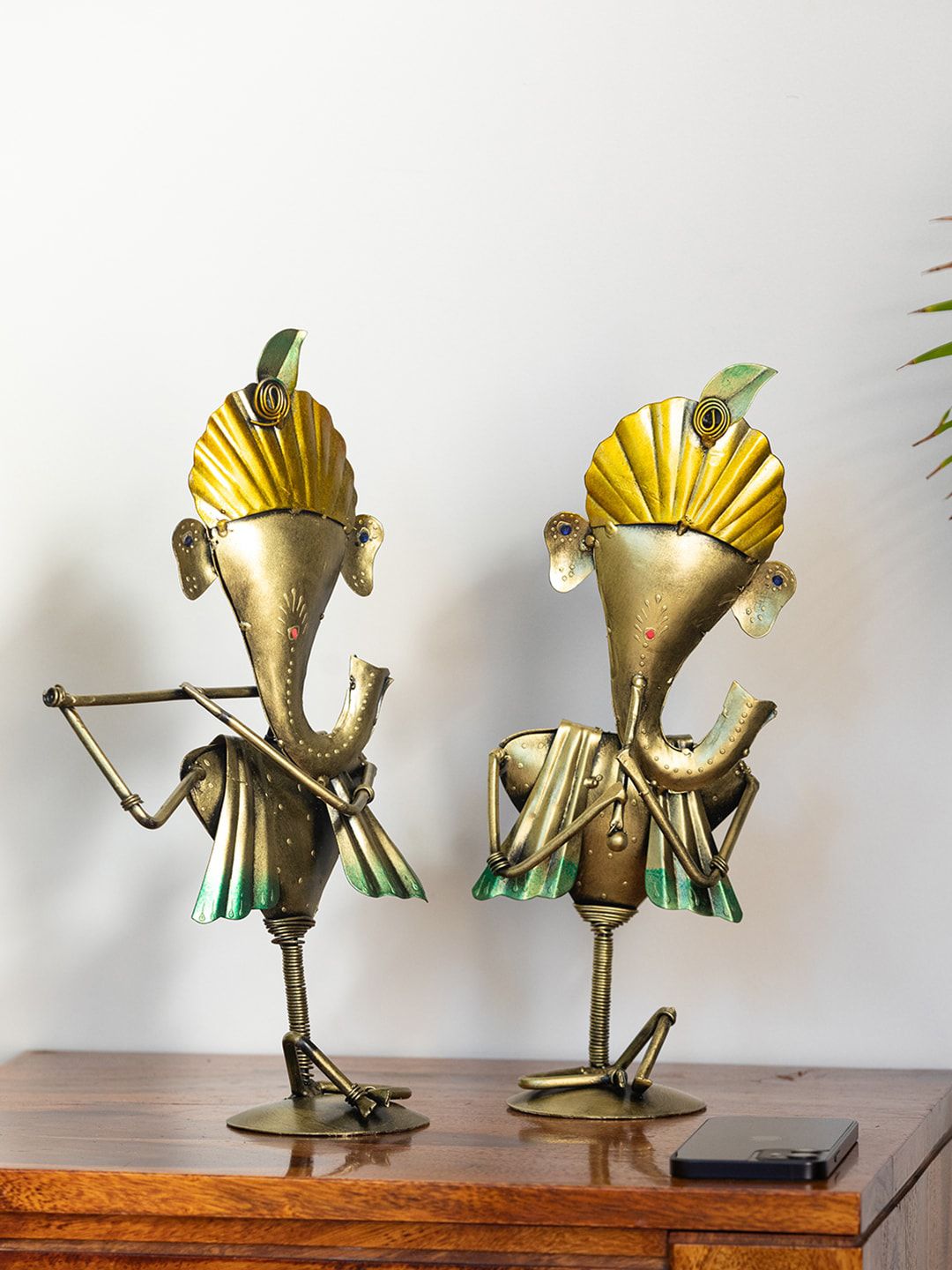 ExclusiveLane Set Of 2 Gold-Toned Twin Ganpatis Showpiece Showpieces-picture-37