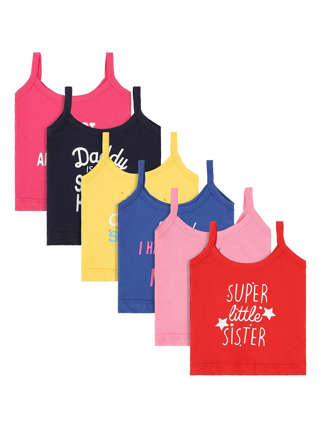 Bodycare Kids Girls Pack Of 6 Assorted Cotton Camisoles-picture-34
