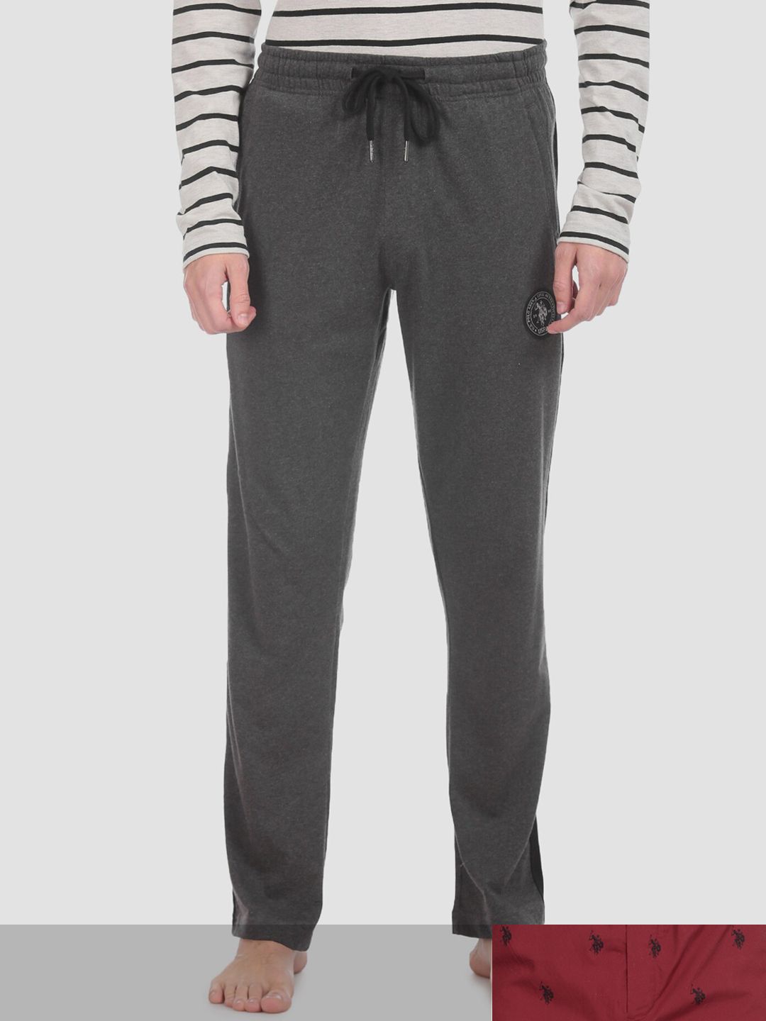 U.S. Polo Assn. Men Pack Of 2 Maroon & Grey Lounge Pants-picture-44
