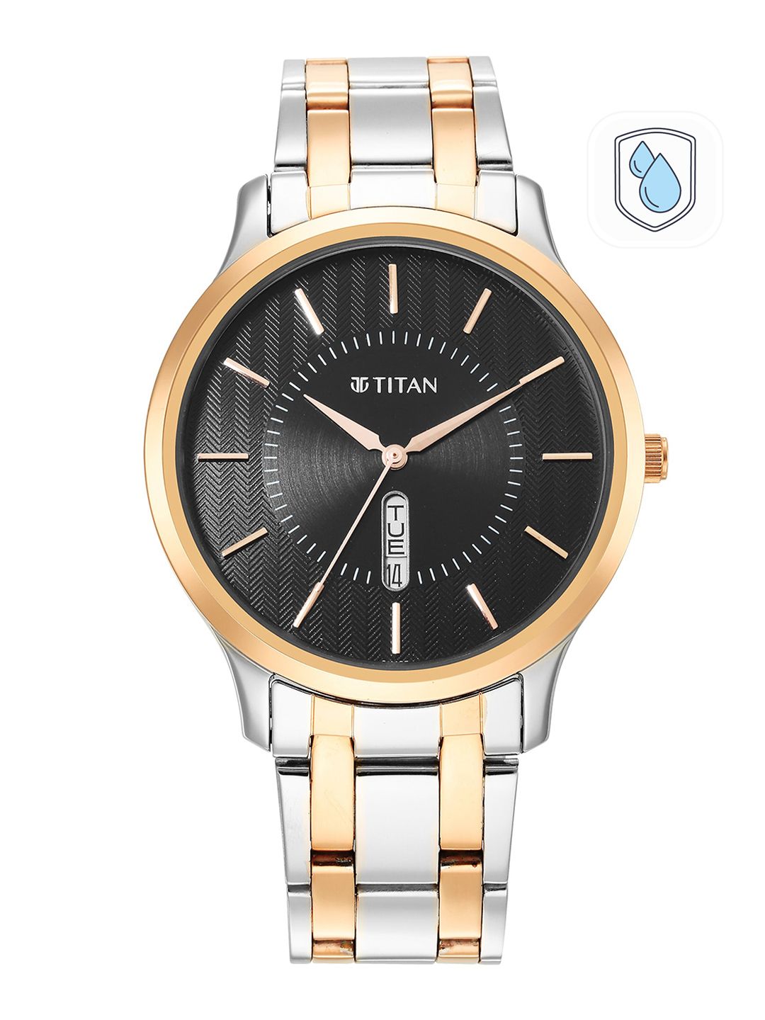 Titan Men Black Dial & Multicoloured Stainless Steel Bracelet Style Straps Analogue Watch 1825KM02-picture-41
