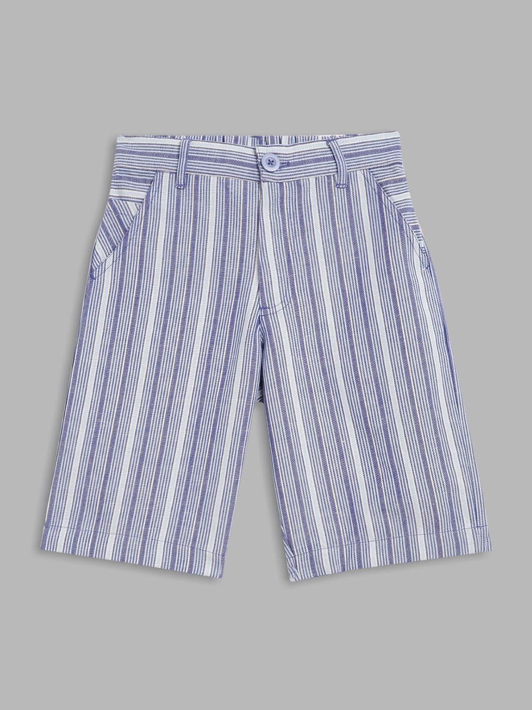 Blue Giraffe Boys Blue Striped Pure Cotton Shorts-picture-48