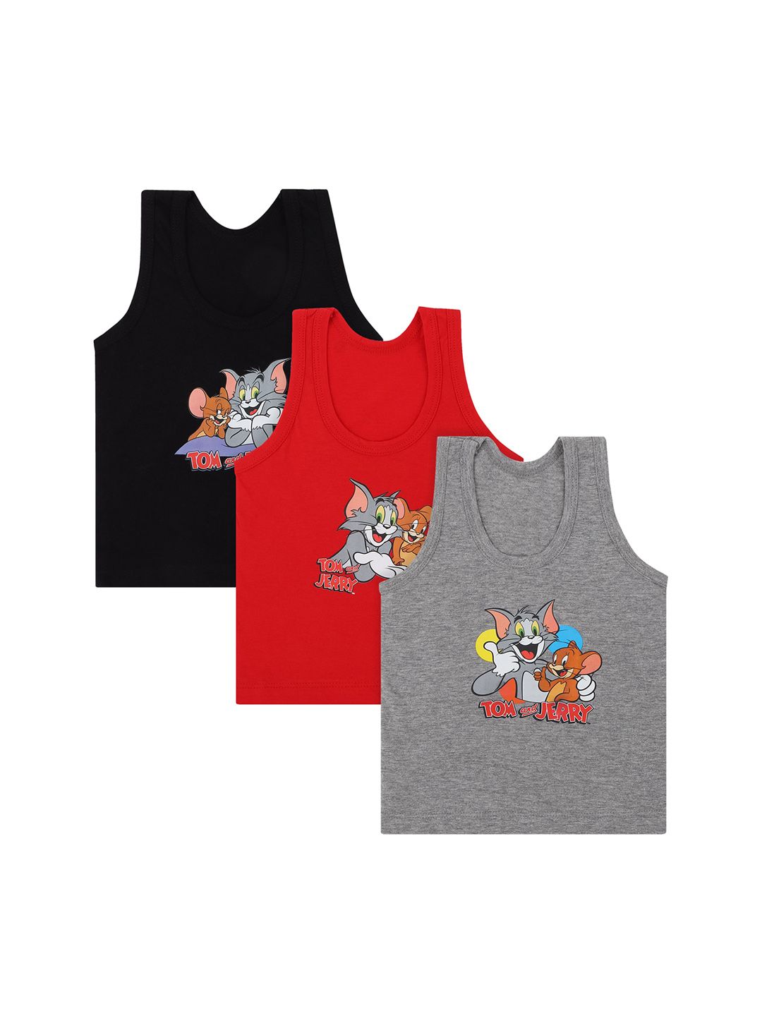 Bodycare Kids Boys Pack Of 3 Tom & Jerry Printed Cotton Innerwear Vests-picture-25